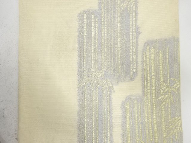  アンティーク　紗　竹笹模様織り出し袋帯（材料）